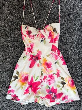White Fox Boutique Pink & Green Floral Tie-Strap Dress